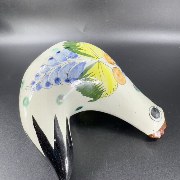 VTG Tonala Mexico Folk Art Pottery Chicken Rooster Hand Painted Figurine Signed - Picture 7 of 13